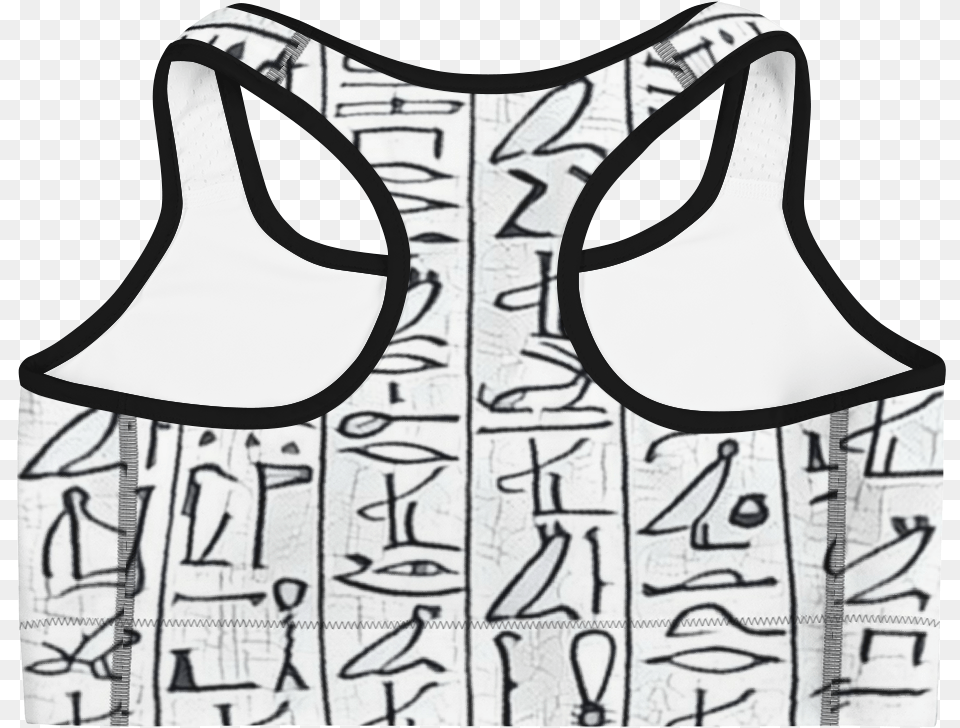 Chocolate Ancestor Llc Egyptian Hieroglyphics Sports Bra, Clothing, Vest, Lifejacket, Face Png Image