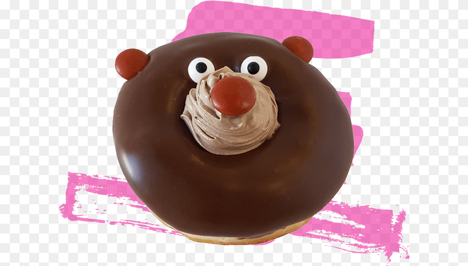 Chocolate Bear Donut Chocolate, Cream, Dessert, Food, Icing Free Png Download