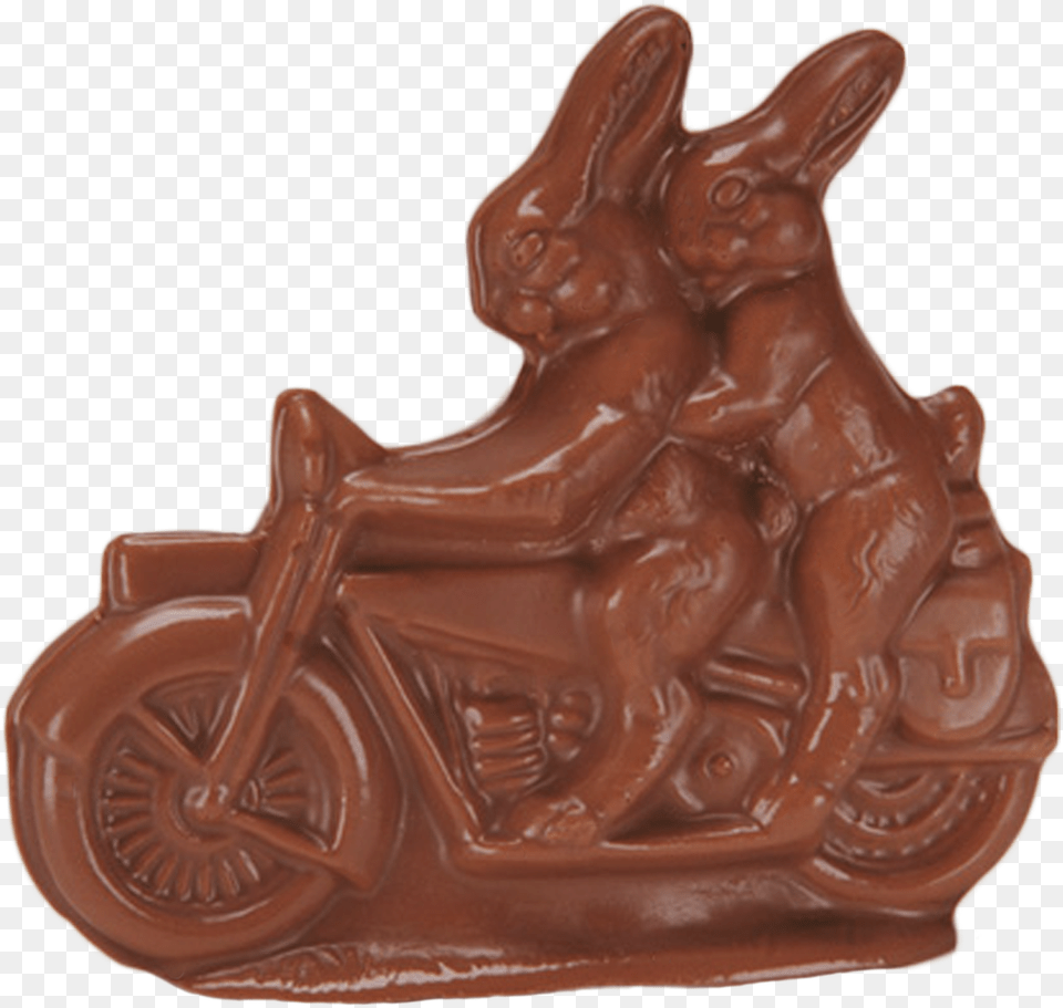 Chocolate Bunnies On Motorcycle In Milk Chocolate Or, Dessert, Food, Sweets, Animal Free Png