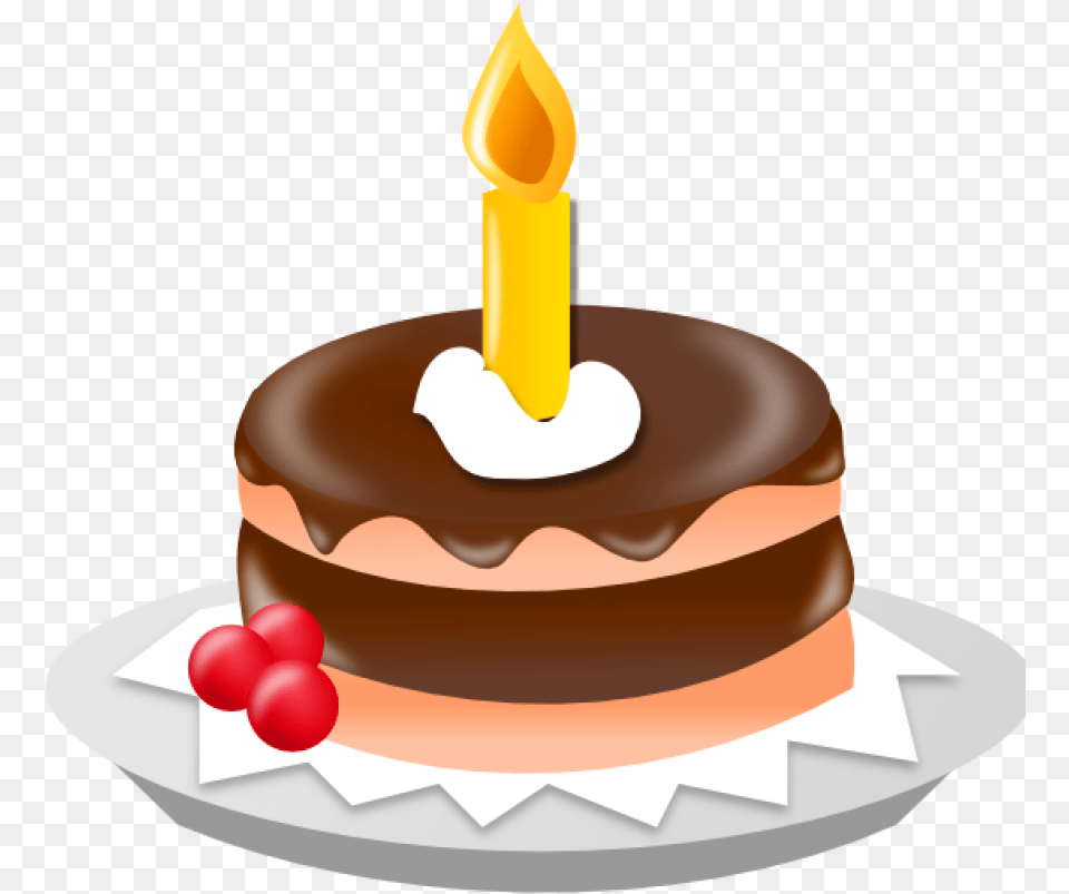 Chocolate Cake Birthday Cake With One Candle, Birthday Cake, Cream, Dessert, Food Free Transparent Png