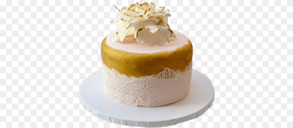 Chocolate Cake Decorated With Edible Lace And Flower Sugar Cake, Cream, Dessert, Food, Icing Free Png Download