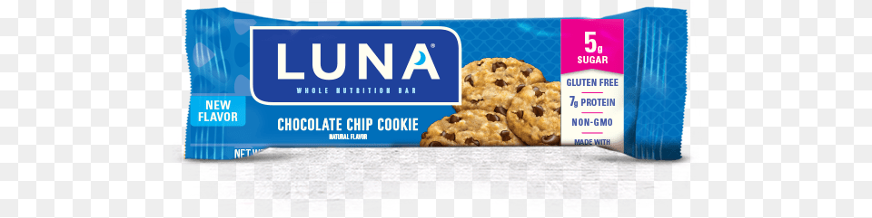 Chocolate Chip Cookie Packaging Luna Bars Chocolate Chip, Food, Sweets, Bread, Cracker Png Image