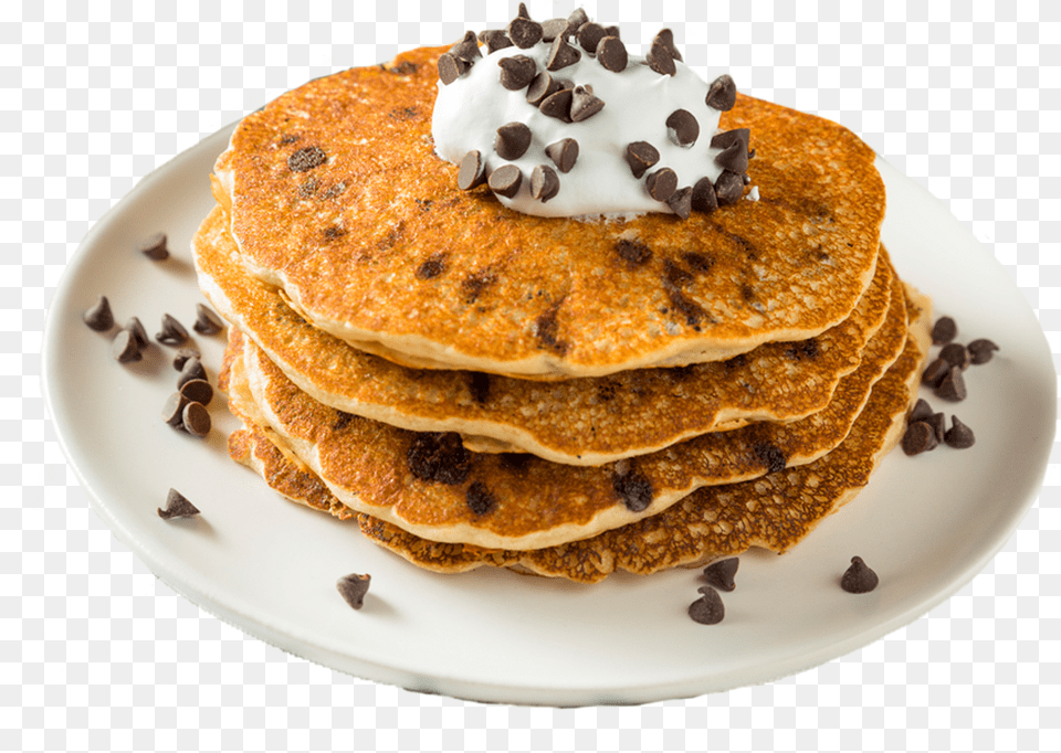 Chocolate Chip Pancakes With Whipped Cream, Bread, Food, Pancake, Birthday Cake Free Png