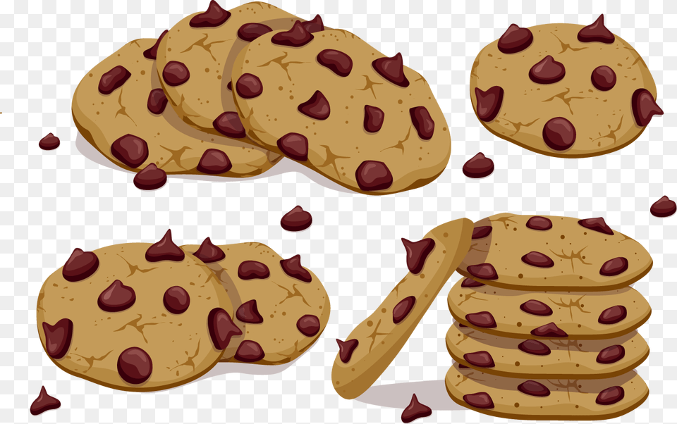 Chocolate Chip Vector Cookies Transprent Kawaii Cute Food, Sweets, Cookie Free Png Download