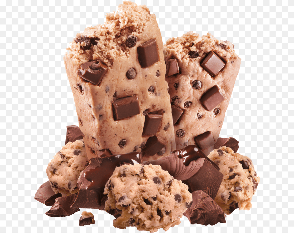 Chocolate Chips Chocolate Chip Cookie Dough Powerbar, Cream, Dessert, Food, Ice Cream Free Png Download