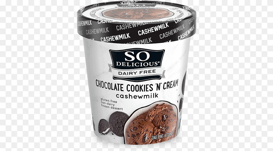 Chocolate Cookies N So Delicious Cashew Milk Cookies And Cream, Dessert, Food, Ice Cream, Can Png Image
