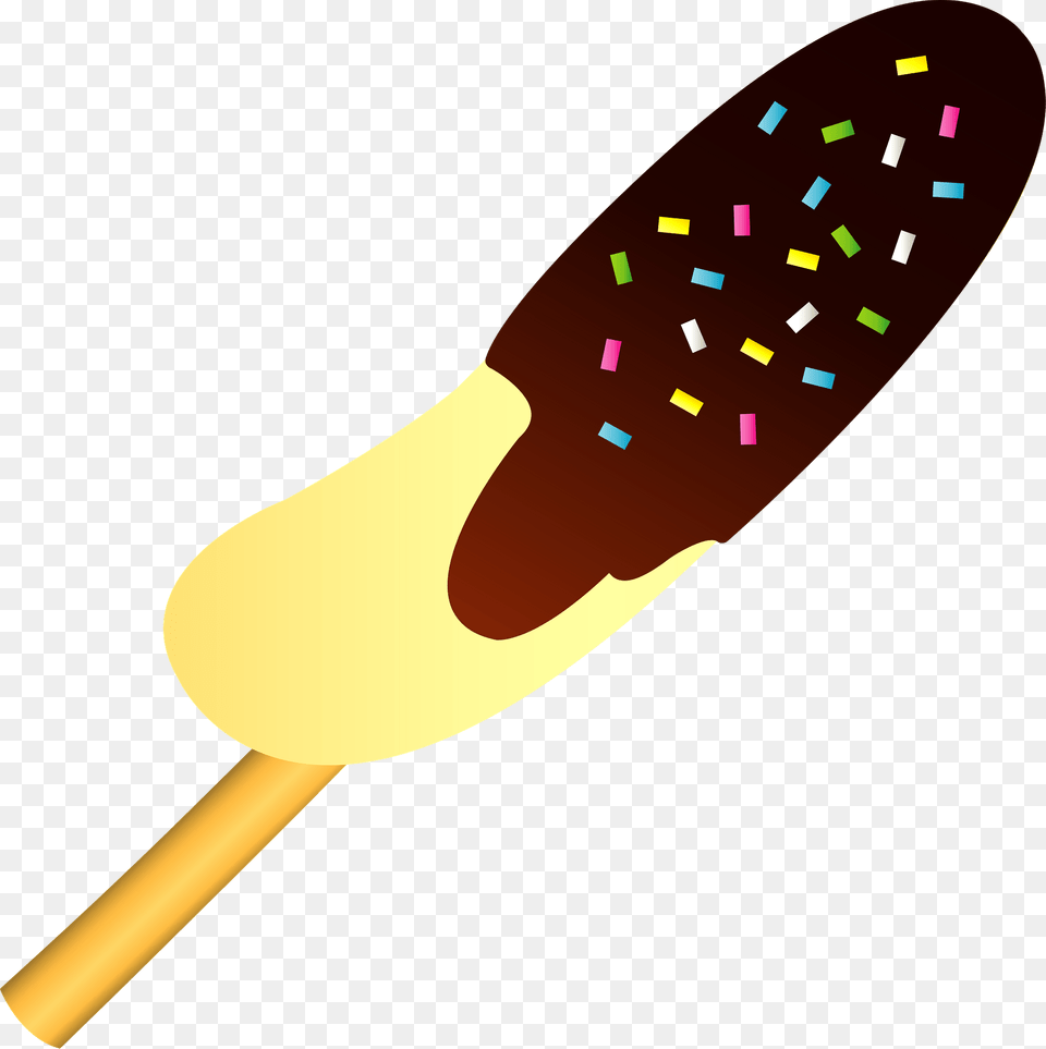 Chocolate Covered Banana On A Stick Clipart, Cutlery, Spoon, Cream, Dessert Png Image