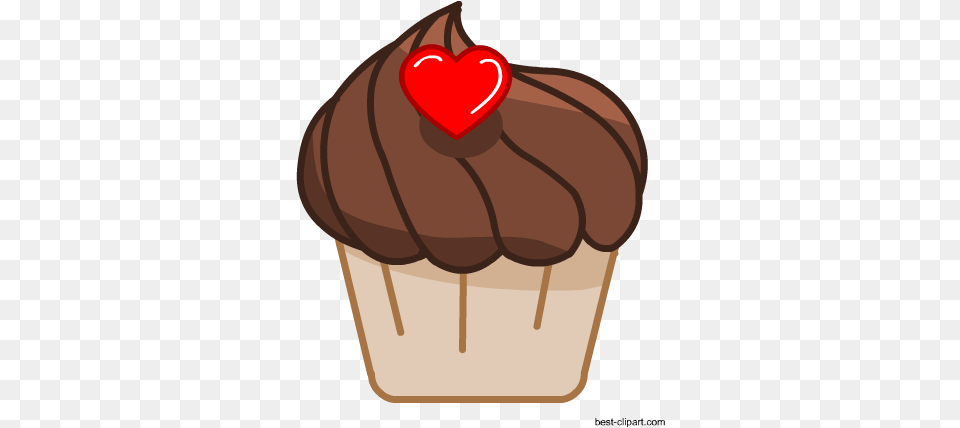 Chocolate Cupcake With Red Heart Clipart Printable Food Photo Booth Props, Cake, Cream, Dessert, Icing Free Png