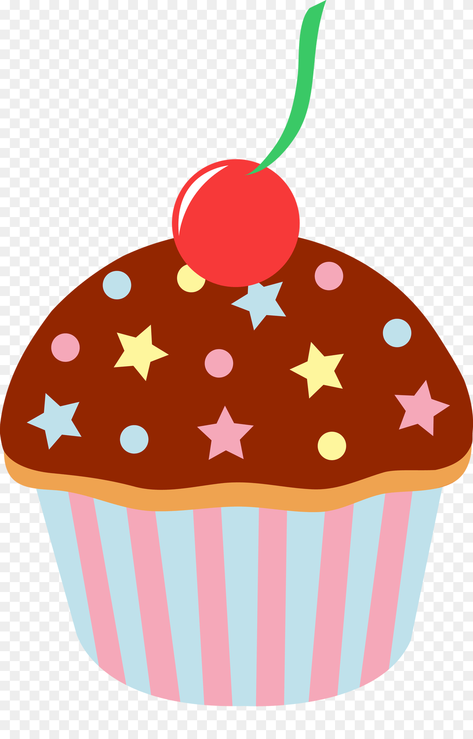 Chocolate Cupcake With Sprinkles And Cherry, Cake, Cream, Dessert, Food Free Png Download