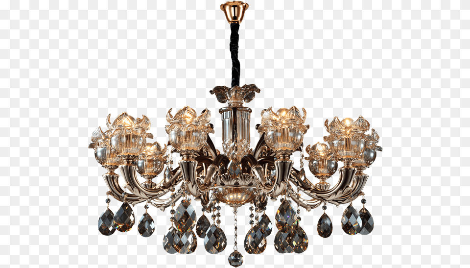 Chocolate Golden Arms Flowing Lines Meticulous Workmanship, Chandelier, Lamp Png