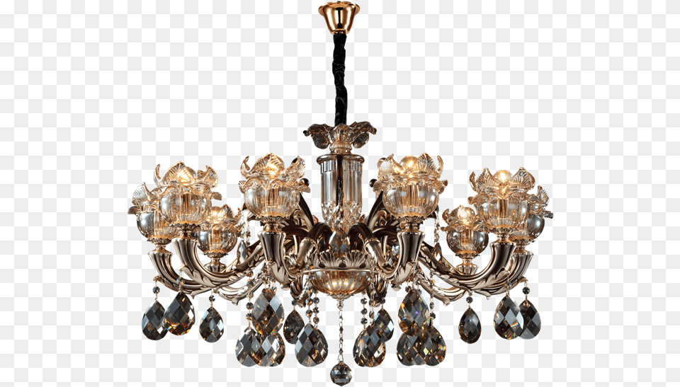Chocolate Golden Arms Flowing Lines Meticulous Workmanship Chandelier, Lamp Free Png