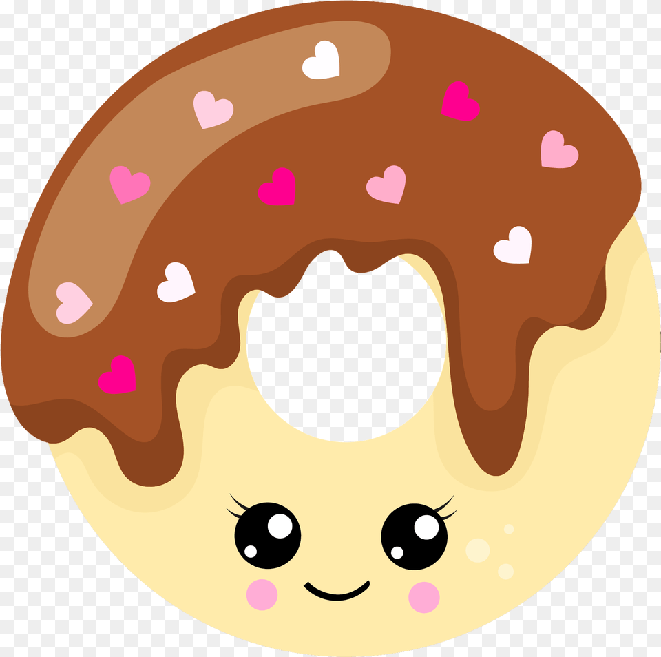 Chocolate Heart Doughnut Kawaii Donuts Kawaii, Donut, Food, Sweets Free Png