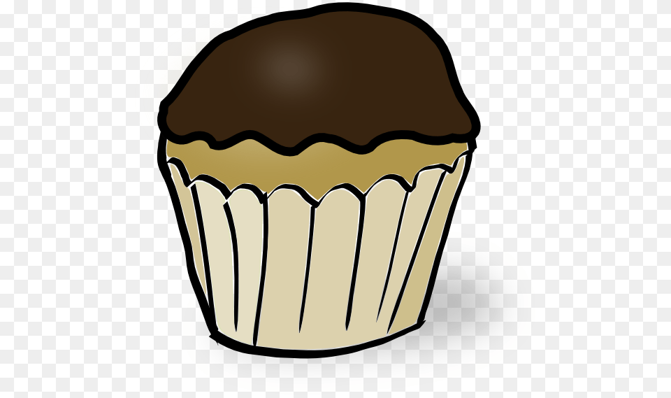 Chocolate Iced Cupcake Clip Art, Cake, Food, Dessert, Cream Free Transparent Png