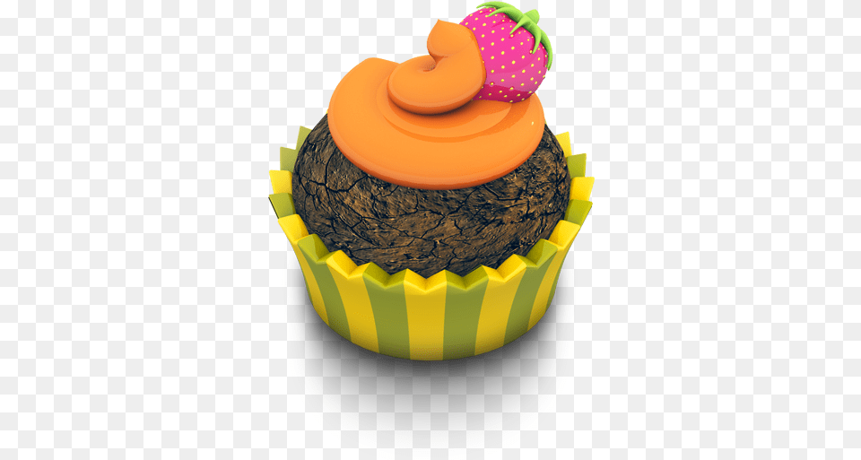 Chocolate Orange Cupcake Icon Cartoon Cupcake Icon, Dessert, Birthday Cake, Cake, Cream Free Png Download