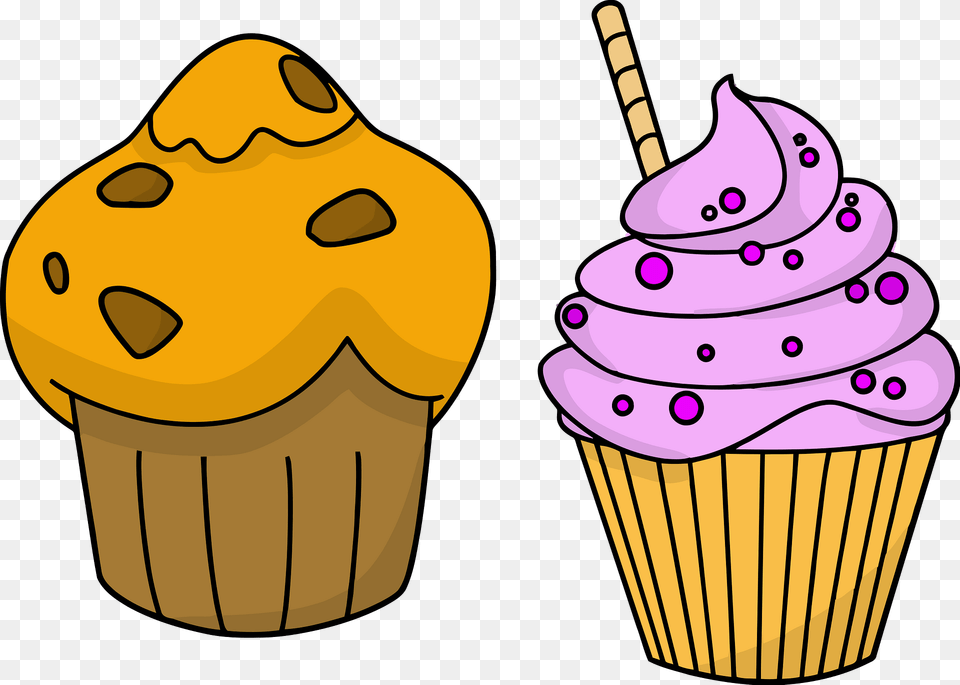 Chocolate Peanut Butter Cupcake And Cherry Cupcake Clipart, Cake, Cream, Dessert, Food Free Transparent Png