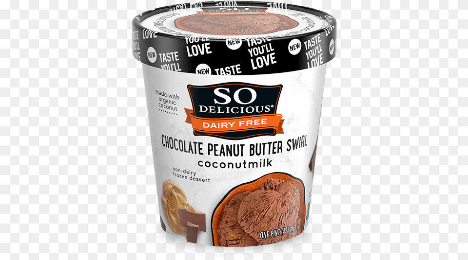 Chocolate Peanut Butter Swirl Coconutmilk Frozen Dessert So Delicious Almond Milk Ice Cream, Food, Ice Cream, Cup, Ketchup Png Image