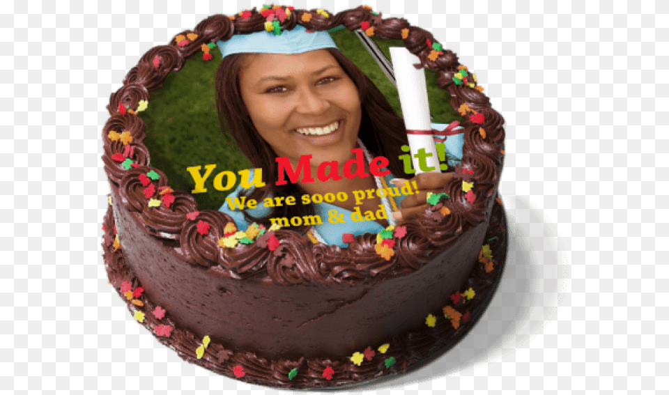 Chocolate Photo Print Birthday Cake With Photo Print, Birthday Cake, Food, Dessert, Cream Png Image