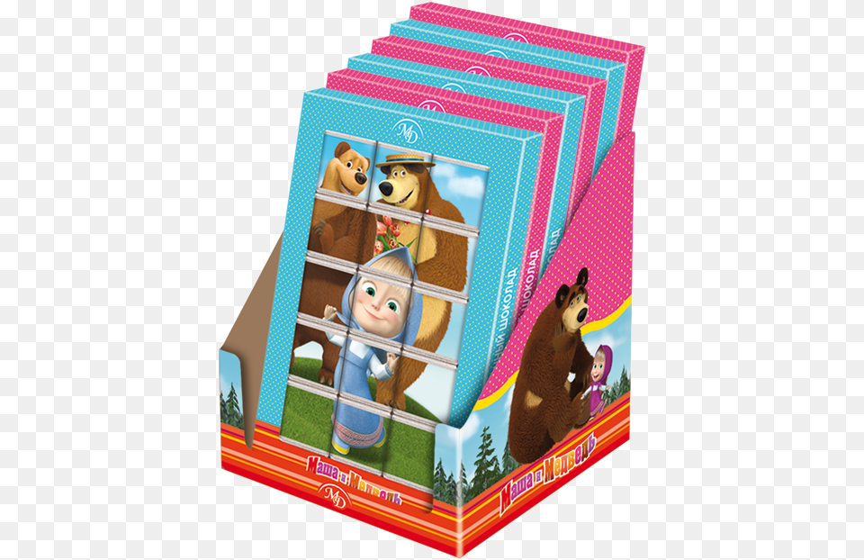 Chocolate Puzzle Masha And The Bear 75gr12 Pcs Milk Cartoon, Baby, Person, Animal, Mammal Free Transparent Png