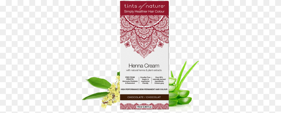 Chocolate Semi Permanent Henna Cream Hair Dye Tints Of Nature Henna Cream Dark Brown, Advertisement, Herbal, Herbs, Plant Free Transparent Png