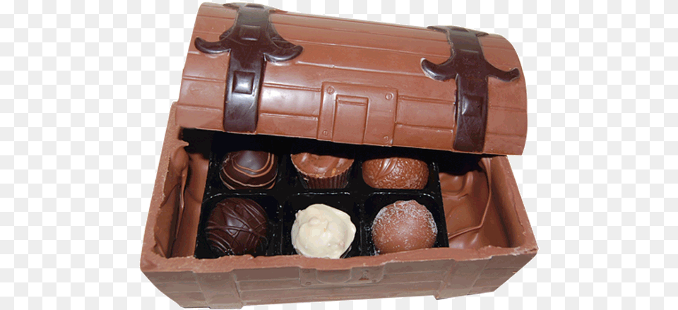 Chocolate Treasure Chest And Four Truffles Chocolate, Dessert, Food, Bread Png Image