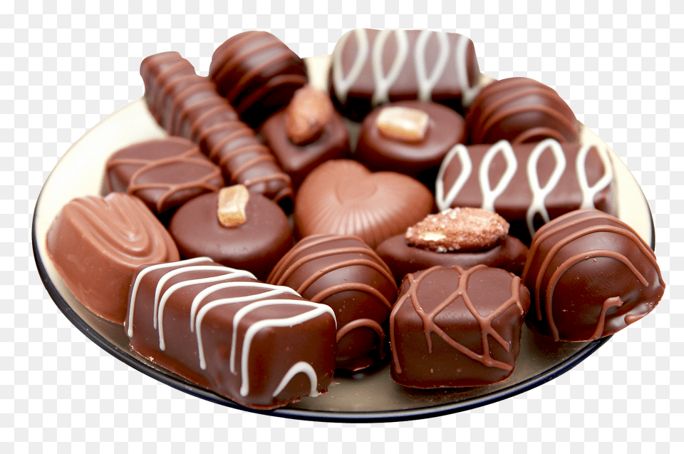 Chocolates In Plate Image, Chocolate, Dessert, Food, Cocoa Free Transparent Png