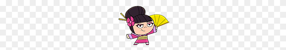 Chop Chop Character Jo Holding Fan, Clothing, Dress, Publication, Person Free Png