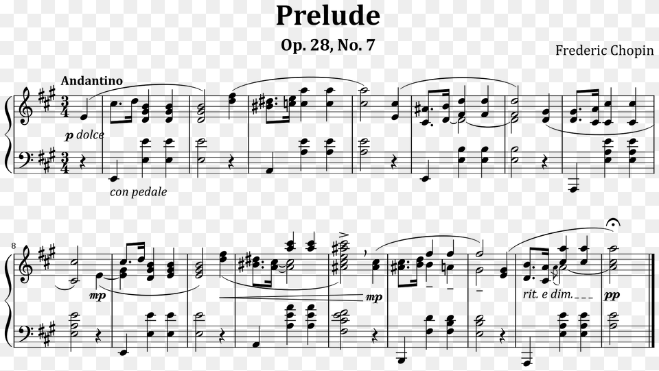 Chopin Prelude 7 Clipart, Sheet Music Free Png Download