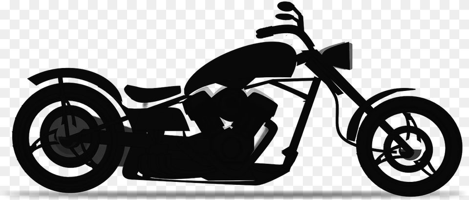 Chopper Motorbike Motorcycle Black Silouette Harley Davidson Clipart Black And White, Car, Machine, Spoke, Transportation Free Png Download