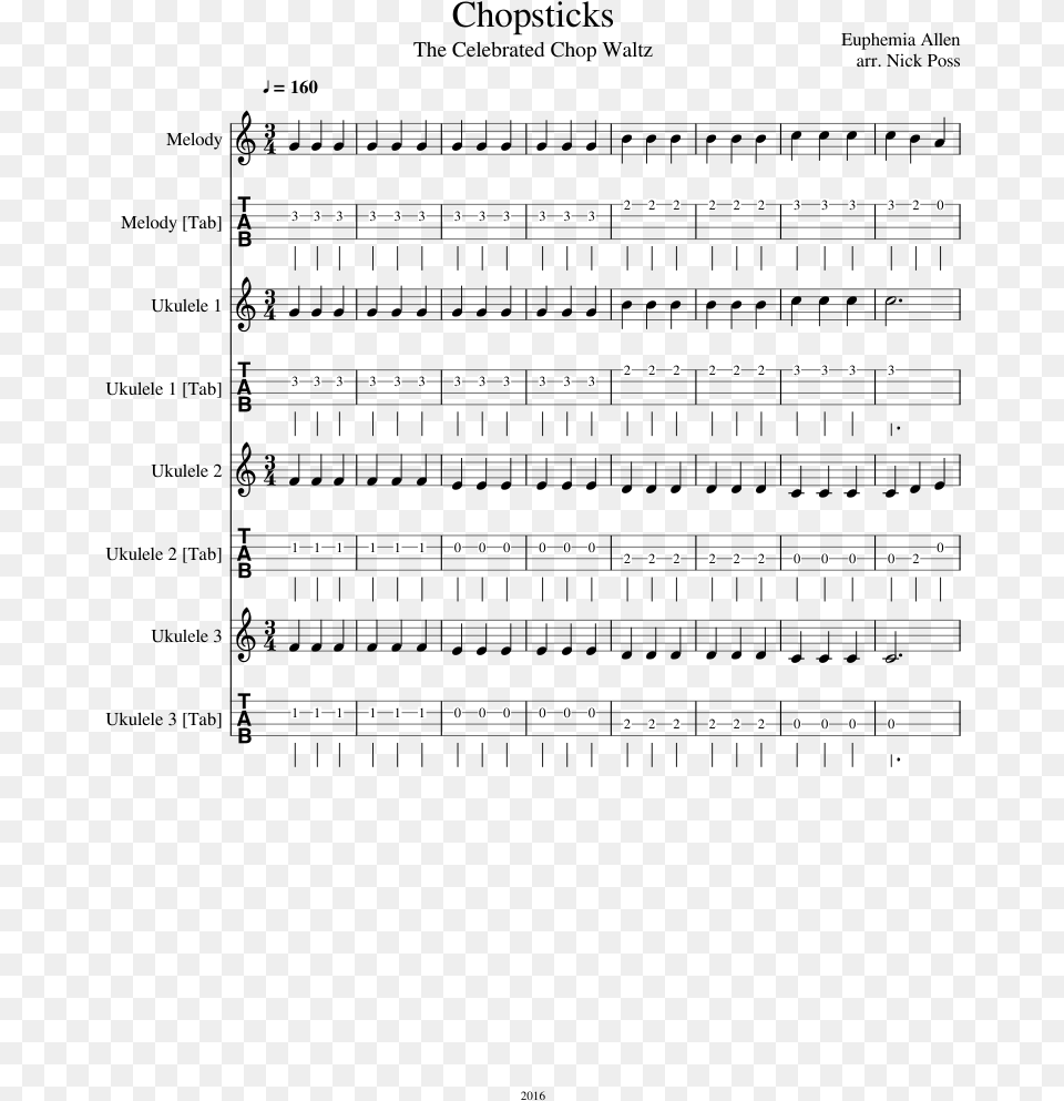 Chopsticks Sheet Music Composed By Euphemia Allen Arr Sheet Music, Text Png Image