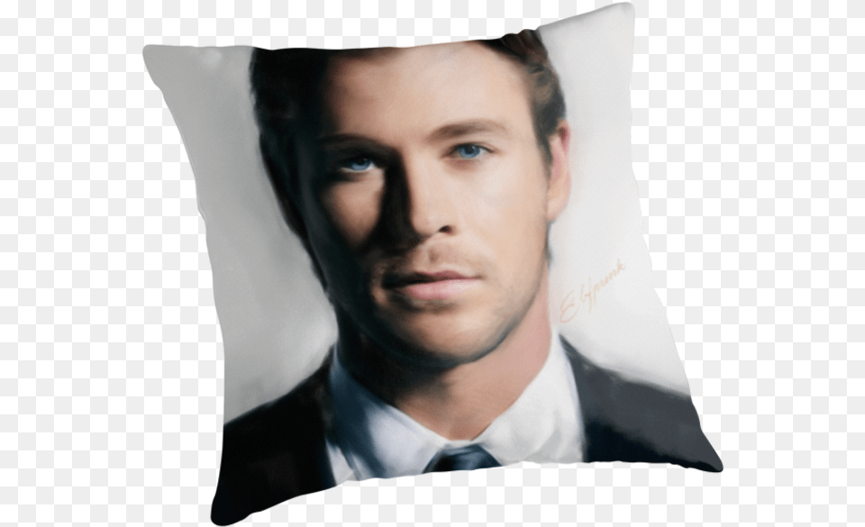 Chris Hemsworth By Andirobinson Cushion, Accessories, Portrait, Photography, Person Png Image