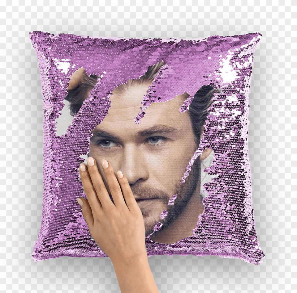 Chris Hemsworth Sequin Cushion Coverclass Cushion, Home Decor, Pillow, Face, Head Free Transparent Png