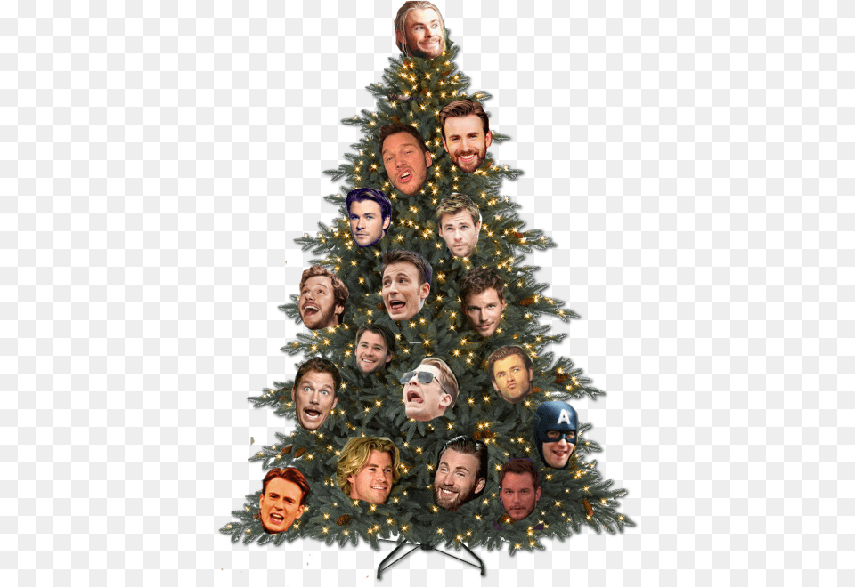 Chris Pratt Chris Evans Christmas Tree, Plant, Person, Man, Male Free Png