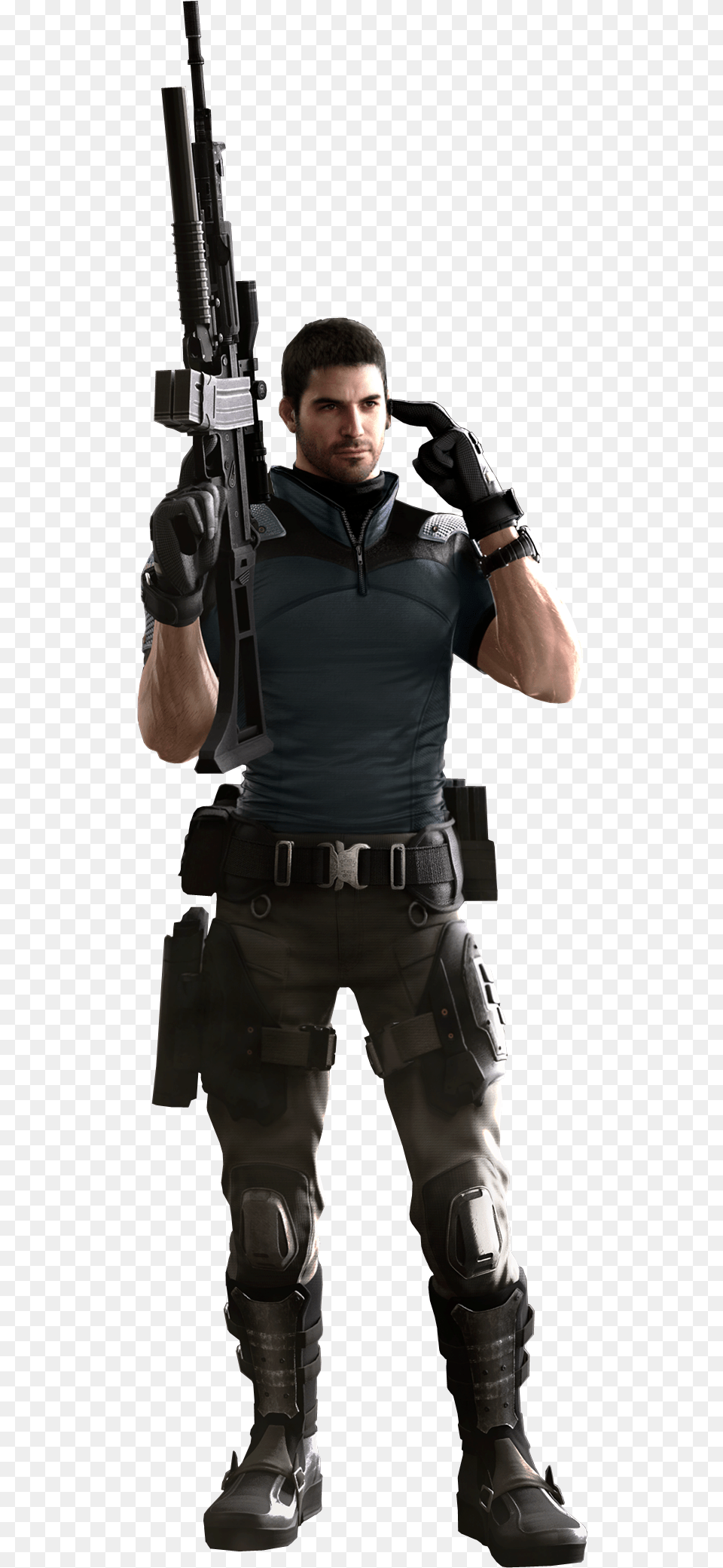 Chris Redfield, Weapon, Firearm, Gun, Person Free Png Download