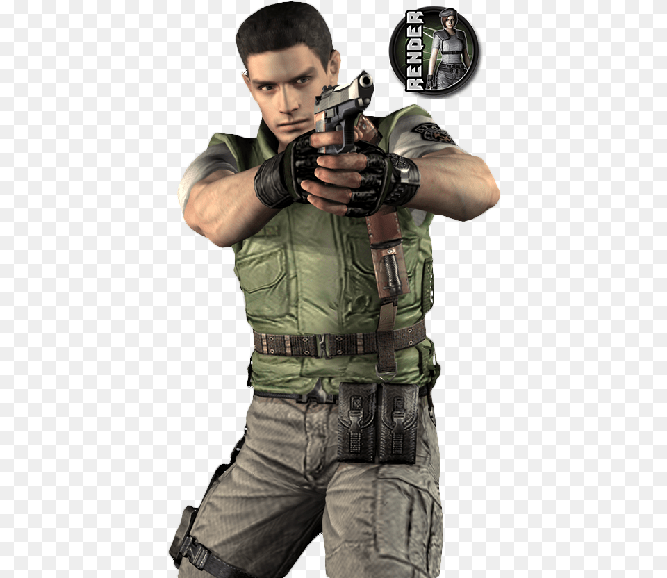 Chris Redfield Re Remake, Clothing, Vest, Weapon, Firearm Png