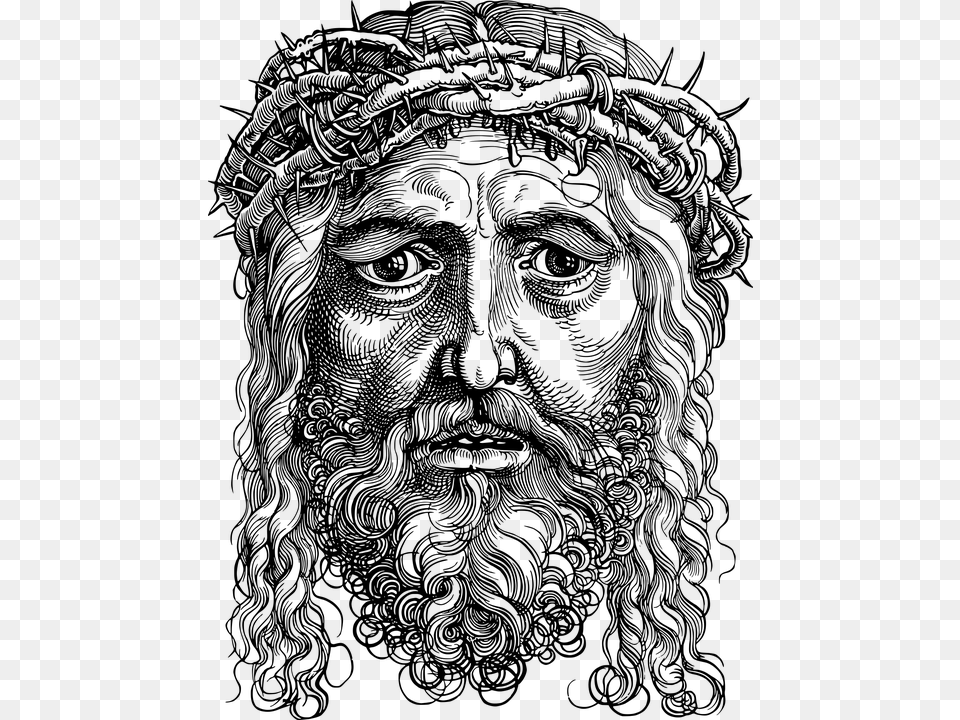 Christ Christian Divine Icon Jesus Lord Messiah Albrecht Durer Woodcut Prints, Gray Png