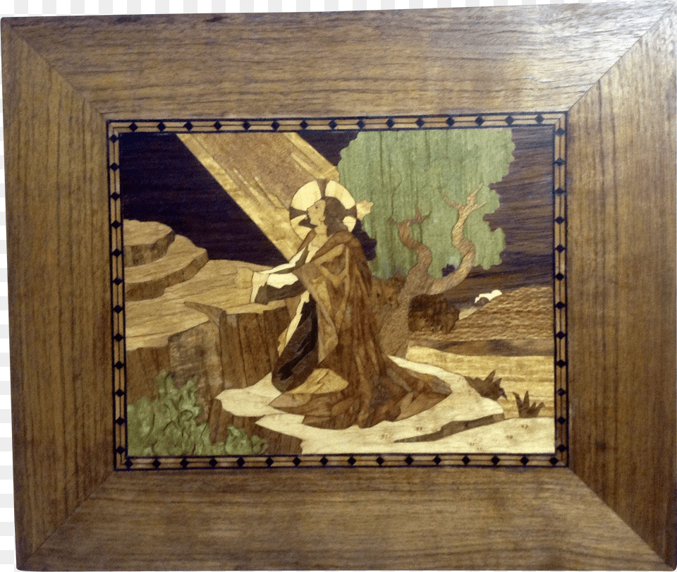 Christ Jesus In The Garden Of Gethsemane Inlaid Wood Marquetry Free Png