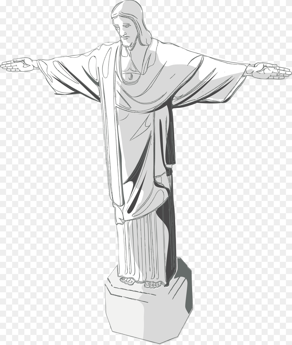 Christ Jesus Redeemer As Vector The Statue Of The Redeemer White, Art, Cross, Symbol, Face Png Image