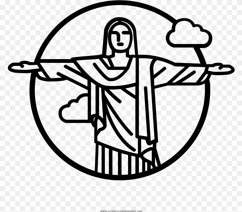 Christ The Redeemer Coloring, Gray Free Transparent Png