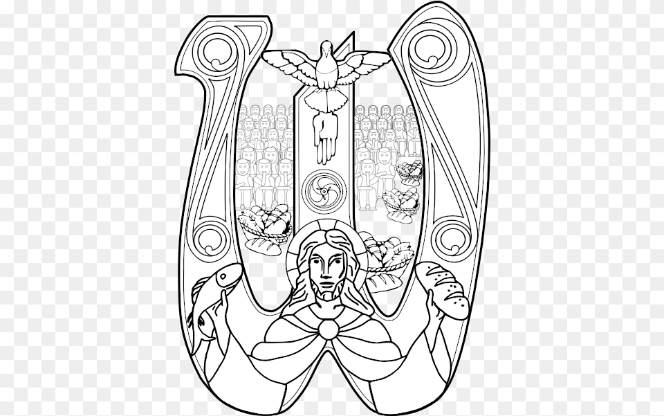 Christ With A Fish And Bread Symbol Vector Graphics Dibujo Eucaristia Para Colorear, Emblem, Person, Face, Head Free Png Download