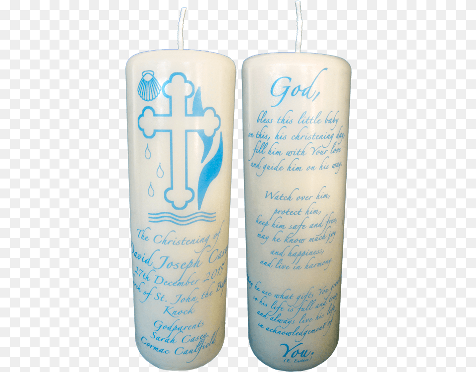 Christening Cand Blue Christening Candle, Cup, Text Free Png