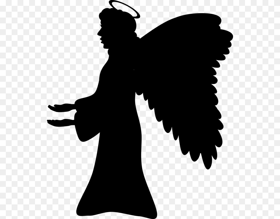 Christian Clip Art Guardian Angel Silhouette Drawing, Gray Free Png