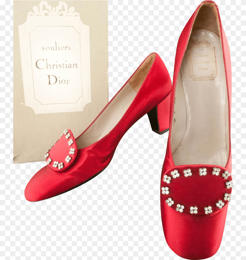 Christian Dior Ca 1958 Red Satin Shoes No Vintage Christian Dior Shoes, Clothing, Footwear, High Heel, Shoe Free Png Download