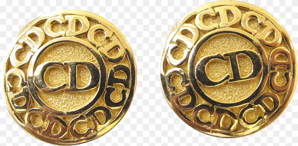 Christian Dior Logo Earrings, Gold, Accessories, Jewelry, Locket Free Transparent Png