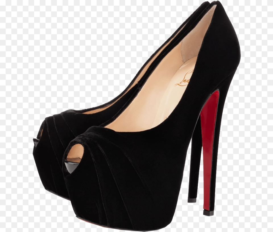 Christian Louboutin Black Drapesse Peep Toe Image Black Heels Transparent Background, Clothing, Footwear, High Heel, Shoe Free Png Download