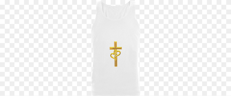 Christian Symbols Golden Cross With 2 Hearts Men39s Emblem, Symbol, Clothing, T-shirt Png Image