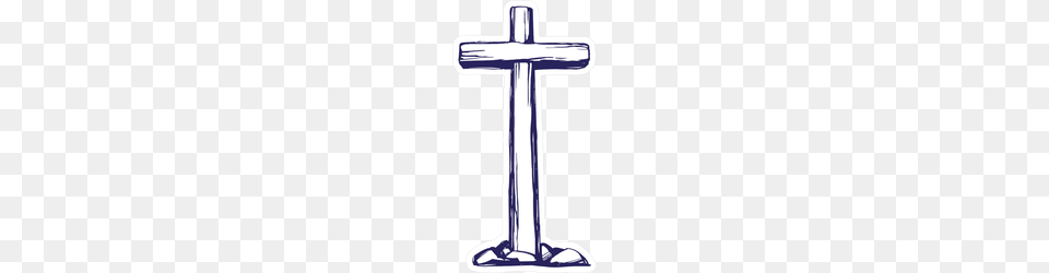 Christian Wooden Cross Sketch Sticker, Symbol, Blade, Razor, Weapon Png Image