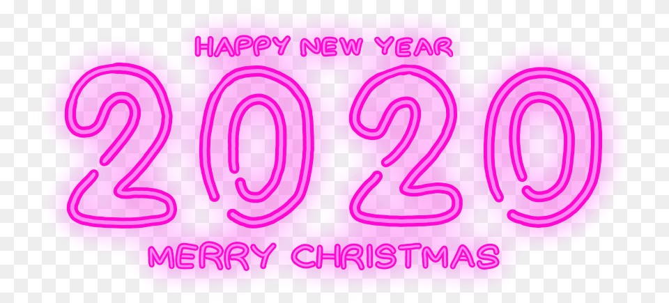 Christmas 2020 Neon Pink Newyear Merychristmas Graphic Design, Text, Number, Purple, Symbol Png