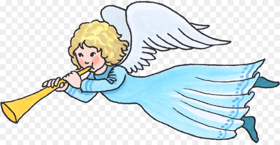 Christmas Angel Blowing Horn Clipart, Face, Head, Person, Baby Free Transparent Png