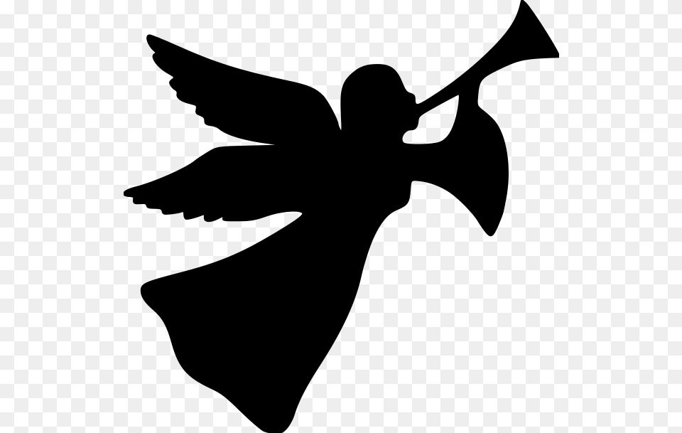 Christmas Angel File Size Angel With Trumpet Silhouette, Gray Free Png Download