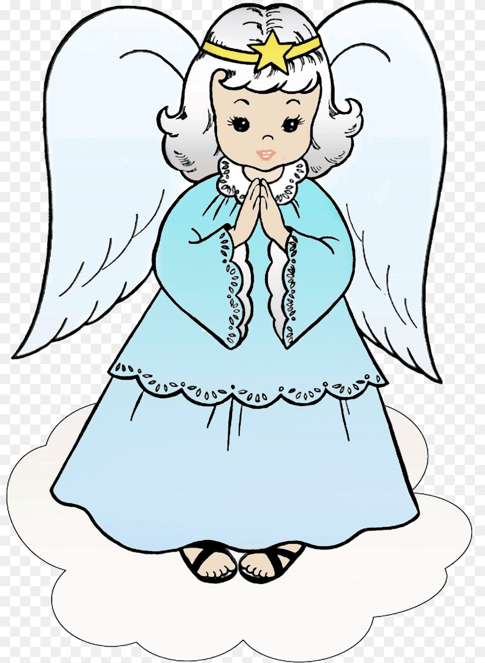 Christmas Angel On A Cloud Clipart, Baby, Person, Face, Head Free Png Download